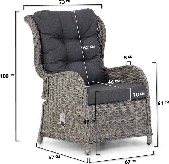 Garden Collections Embletton Bistroset - 5-delig - Grijs-antraciet - Wicker