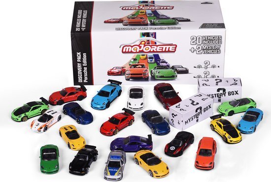 MAJORETTE Porsche 20 + 2 Stuks Discovery Pack - Die-Cast - 7,5 cm - Vanaf 3 jaar - Speelgoedvoertuig