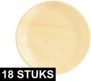 Merkloos / Sans marque Papstar biologisch afbreekbare bordjes palmblad - 18x stuks - dia 23 cm - wegwerp borden - bbq/verjaardag