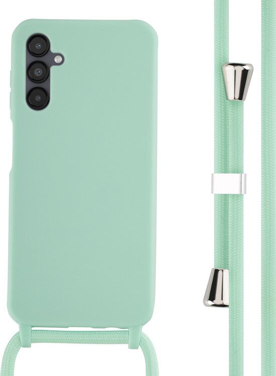 iMoshion Hoesje Samsung Galaxy A14 (5G/4G) - Siliconen hoesje met koord - Mintgroen