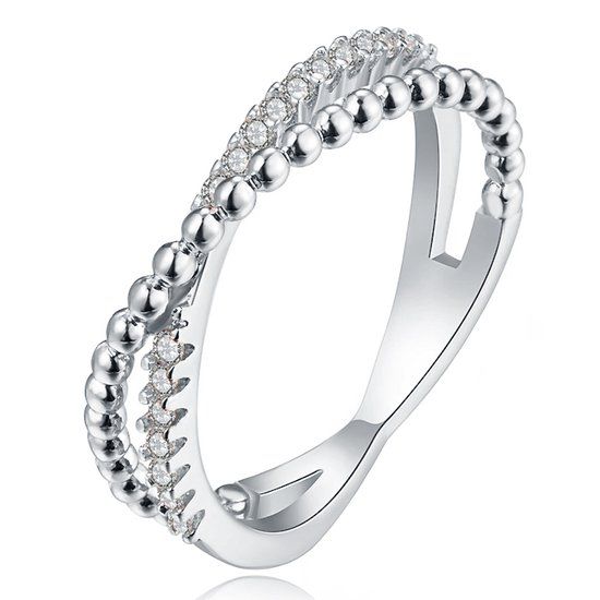 LGT JWLS Lookinggoodtoday Dames Ring Verzilverd met Zirkonia-18mm