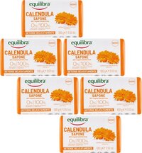Equilibra Calendula Handzeep - 6 x 100g - Plantaardige Zeep Bar - Geschikt voor Alle Huidtypes - 600g
