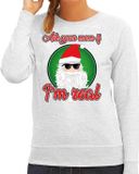 Bellatio Decorations Shoppartners Bv Foute Kersttrui / sweater - Ask your mom I am real - grijs voor dames - kerstkleding / kerst outfit XS