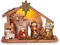 Krist+ Crèche pour enfants - avec figurines et éclairage - 22,5 cm - crèche de chambre d'enfant