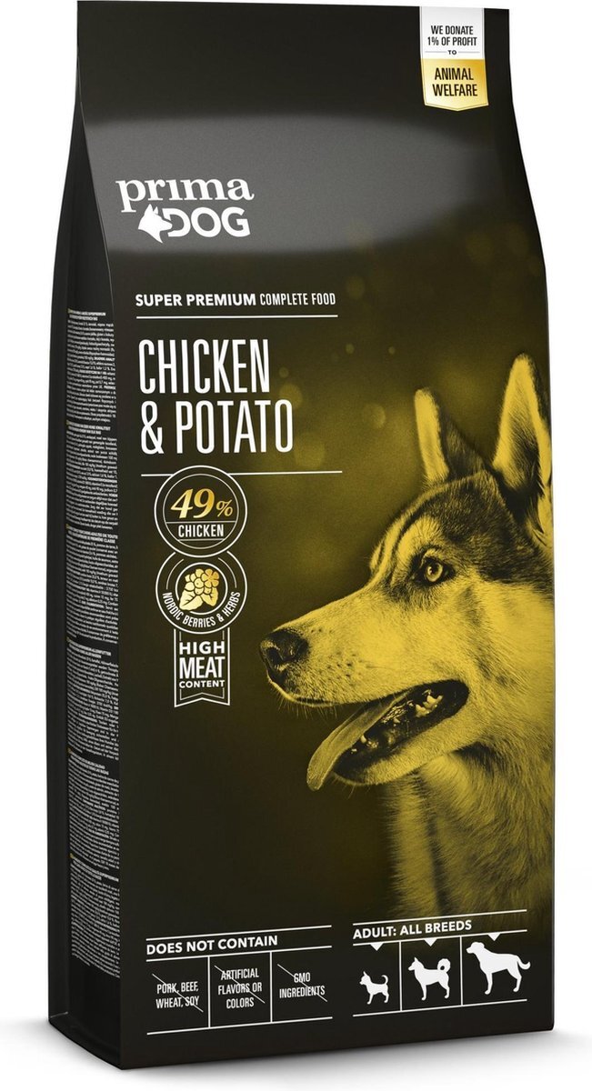 PrimaDog Adult - Hondenvoer Kip & Aardappel - 12 kg