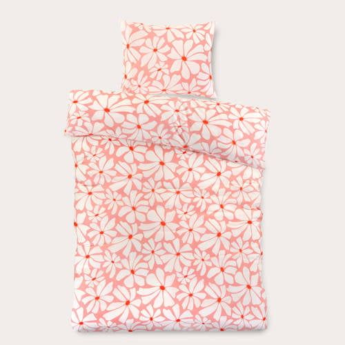 NOUS Kids katoenen dekbedovertrek 1-persoons (140x200 cm) Roze Bloemen