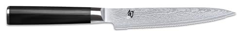 KAI Shun Klassiek Japans utiliteitsmes 15 cm met gekartelde rand - Damascus mes 32 lagen VG MAX-kern - 61 (±1) HRC - pakkahout - gemaakt in Japan - gesmeed