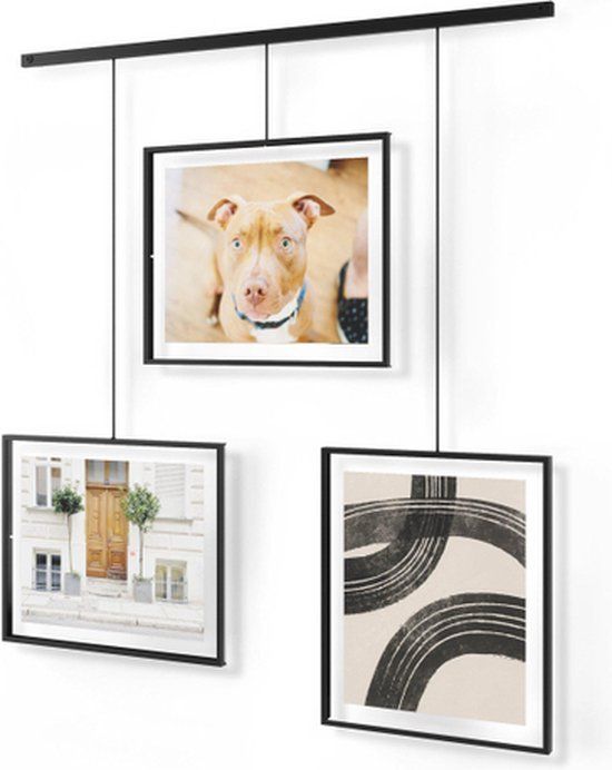Umbra Exhibit Fotolijst Set - 3 Zwarte Metalen Fotolijsten (20x25 cm)