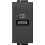 Bticino L4192C USB-oplader met type C-ingang, voor installatie in de Livinglight-plaat, voor het snel opladen van elektronische apparaten tot 20 W, 1 module, antraciet