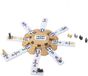 Engelhart Domino Mexican Train Accessoires Set - 8 Metalen Treintjes - Houten Station - Scoreblok