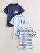 Next Jongens Set van 3 T-shirts met korte mouwen en applicatie - Marine / Navy / Lichtblauw