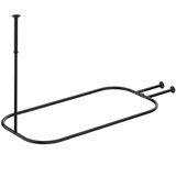 PrettyHome Douchegordijnstang, vierkant, robuust, roestvrij, ovaal, 148,1 x 61 cm, voor vrijstaande badkuipen, zwart
