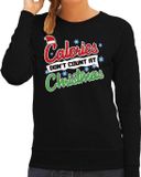 Bellatio Decorations Shoppartners Bv Foute Kersttrui - sweater - Calories dont count at Christmas - zwart - voor dames - kerstkleding / funny kerst outfit S