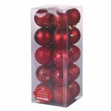 Set Santa's House Set van 20 kerstballen gesorteerd Ø 6 cm glanzend gesatineerd glitter