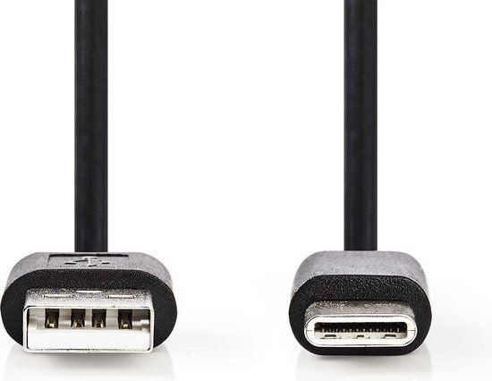 Nedis USB-Kabel - USB 2.0 - USB-A Male - USB-C Male - 2.00 m - Zwart