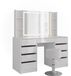 Vicco Table de maquillage Sherry, Blanc/Blanc Laqué, 128,2 cm avec miroir LED et tabouret