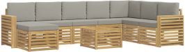 vidaXL Tuinset met 9 zitplaatsen, wit en lichtgrijs, polyester
