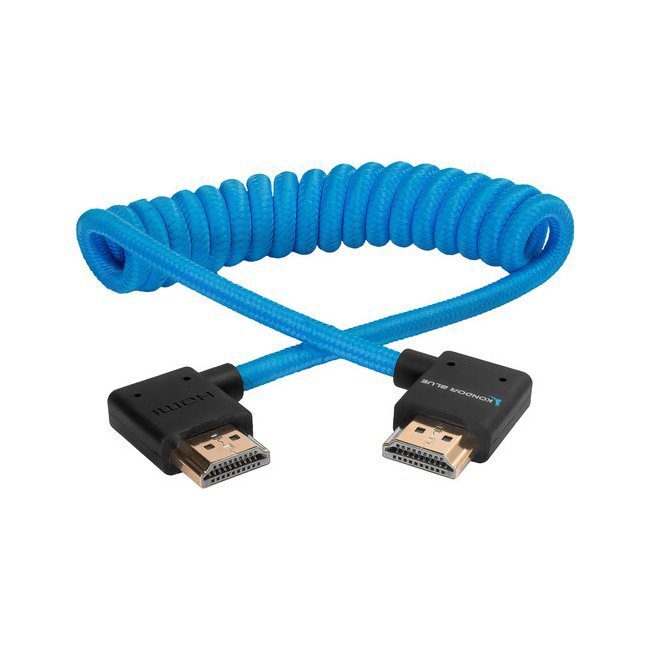 Kondor Blue Kondor Blauw Right-Angle Coiled Full HDMI Cable (12-24"") Blauw