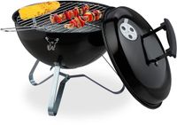 Relaxdays Houtskoolbarbecue draagbaar - Ø 33,5 cm - met deksel - staal