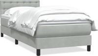 vidaXL Boxspring met matras fluweel lichtgrijs 90x220 cm