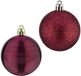 Krist+ Gedecoreerde Kerstballen - 16x St - Wijn/Bordeaux Rood - Kunststof - 6 Cm
