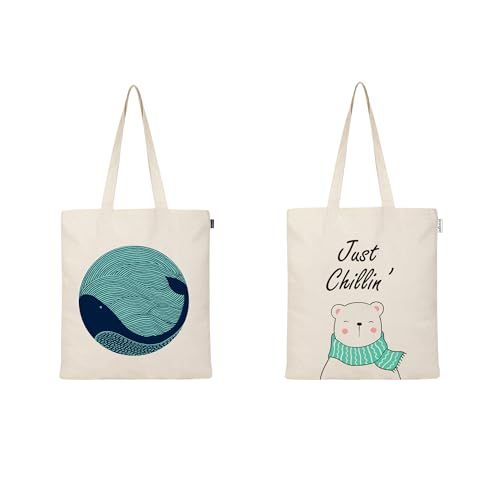 Eco Right Canvas Tote Bag for Women - Cute & Trendy Reusable Cotton Bag for School, Shopping, Gym, Library & Beach - Perfect Gift