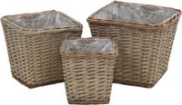 vidaXL - Plantenbakken - verhoogd - 3 stuks - Wicker - Bruin