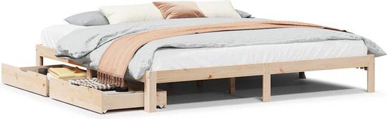 vidaXL Bedframe met lades massief grenenhout 180x200 cm