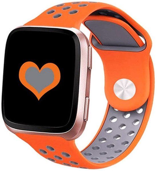 By Qubix Qubix Fitbit Versa Bandjes - Oranje + Grijs - Large - Rubber