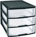 PLASTICFORTE Ladeblok - 3 lades - zwart/ transparant - bureau organizer - L35,5 x B27 x H26