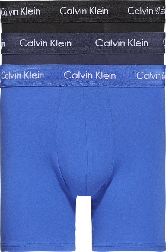 Calvin Klein - 3-Pack Boxershorts Long Fit Zwart / Blauw - L