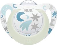 Nuk Fopspeen Ster Dag & Nacht maat 1 blauw/wit, 0-6 maanden, 2 stuks