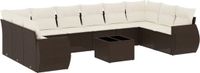 vidaXL 11-delige Loungeset met Kussens Poly Rattan Bruin