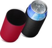 kwmobile 2x 330ml / 355ml Blik blikjeskoeler - Voor bier- en frisdrankblikjes - Koeler voor drankblikjes in zwart / rood - 6,5 x 10 cm