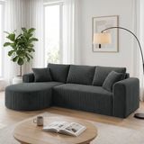 COMHOMA Modulaire Hoekbank 263 cm Corduroy Slaapbank Grijs