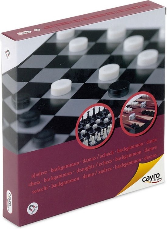 Cayro - Magnetisch 3-in-1 Spel - Schaken Dammen Backgammon - Geschikt vanaf 7 Jaar