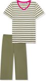Schiesser Dames Pyjama Korte Mouw Casual Essentials Katoen Capri Groen Maat 38