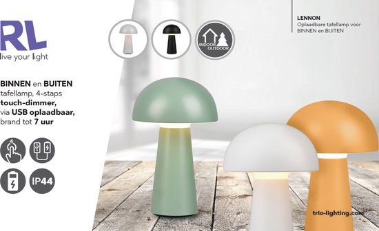 RL LIVE YOUR LIGHT REALITY LENNON Tafellamp Outdoor - Olijf Groen - LED - Dimbaar - IP44