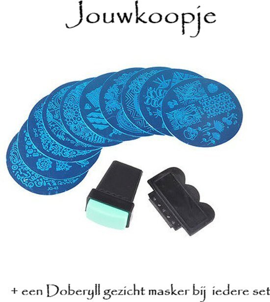 jouwkoopje Nagel stempel set inc 10 stempel platen + een Doberyll gezichtmasker