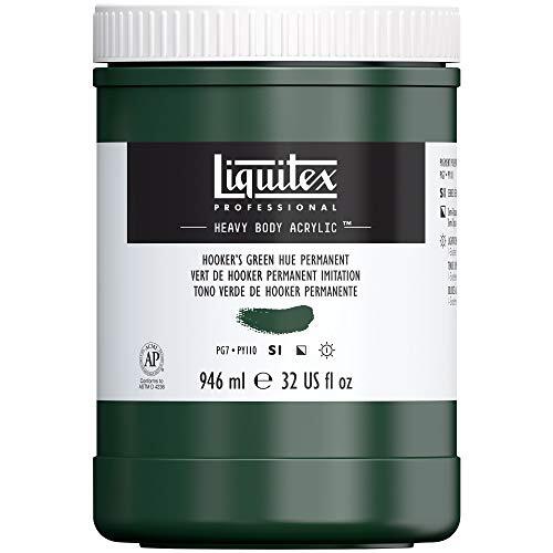 Liquitex 4413224 Professional Heavy Body Acrylfarbe in Künstlerqualität mit ausgezeichneter Lichtechtheit in buttriger Konsistenz, 946ml Topf - Hooker's Grün Farbton