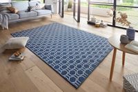 Tapeso Modern vloerkleed Novalie - donkerblauw/crème 80x200 cm