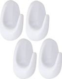 Tendance Plakhaakje - 4 x 3 x 7 cm - Zelfklevend - Kunststof - Wit - 4 stuks