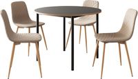 en.casa Eetkamerset tafel Lindesberg Ø100 cm met stoelen Köfering 5-delig