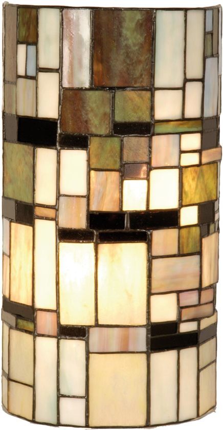Clayre & Eef Tiffany Cilinder - Wandlamp - Ã˜ 18 cm - Multicolor