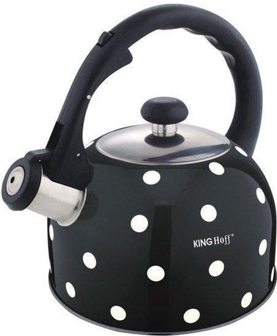 KINGHOFF Fluitketel - zwart stippel - 2,6 liter - RVS - 1051