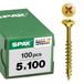 SPAX Universele schroef, 5 x 100 mm, 100 stuks, Deeldraad, Verzonken kop, Kruiskop Z2, 4CUT, YELLOX - 1081020501003