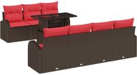 vidaXL Tuinbank Set 8-delig Bruin Polyrattan