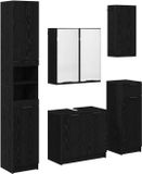 vidaXL Badkamermeubel Set 5-delig Zwart Eiken 64,5 x 33,5 x 59 cm