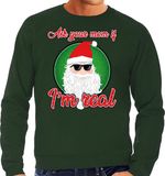Bellatio Decorations Shoppartners Bv Foute Kersttrui / sweater - ask your mom í am real - groen voor heren - kerstkleding / kerst outfit L