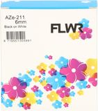 FLWR - Printetiket / TZe-211 / Zwart op Wit - Geschikt voor Brother